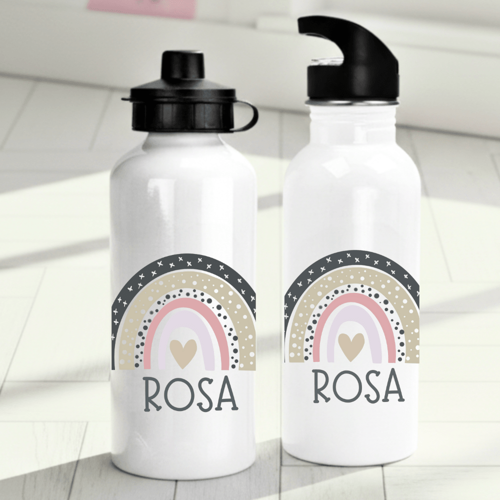 Personalisierte Trinkflasche für Kinder – Regenbogen – mit Namen