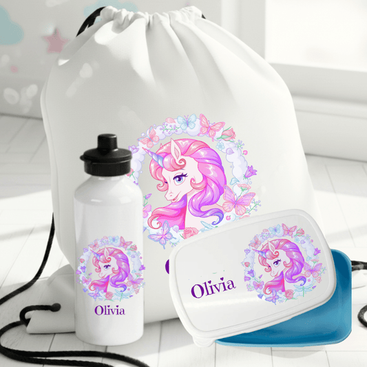 Personalisiertes Geschenkset mit Einhornmuster für Kinder