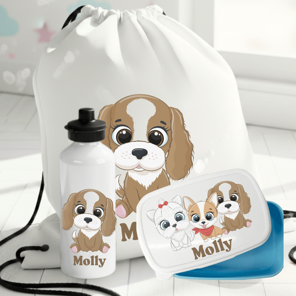 Personalisiertes Geschenkset mit süßem Hundemuster für Kinder