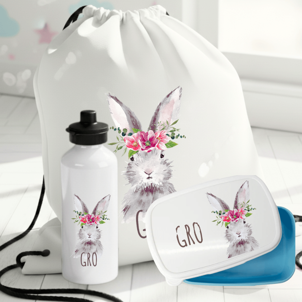 Personalisiertes Geschenkset mit Hasenmuster für Kinder
