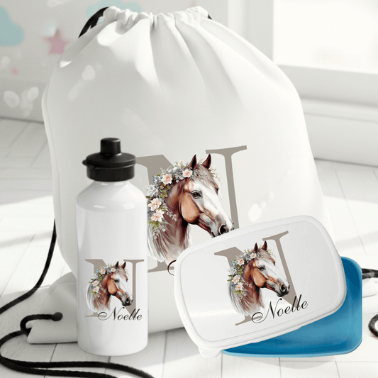 Personalisiertes Geschenkset mit Pferdemuster für Kinder