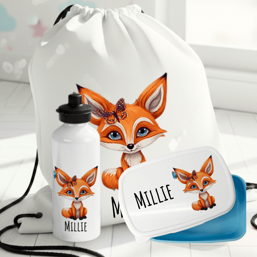 Personalisiertes Geschenkset mit Fuchsmuster für Kinder