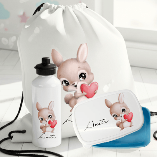 Personalisiertes Geschenkset mit Hasenmuster für Kinder