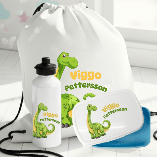 Personalisiertes Geschenkset mit lustigem Dinomuster für Kinder