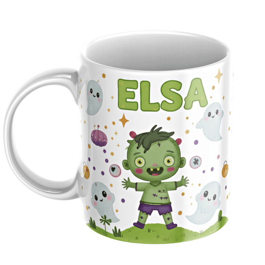 Personalisierte Halloween-Tasse – Süßer Zombie – Tasse mit Namen für Kinder