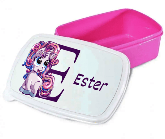 Personalisierte Brotdose für Kinder – Lunchbox – Lila Einhorn