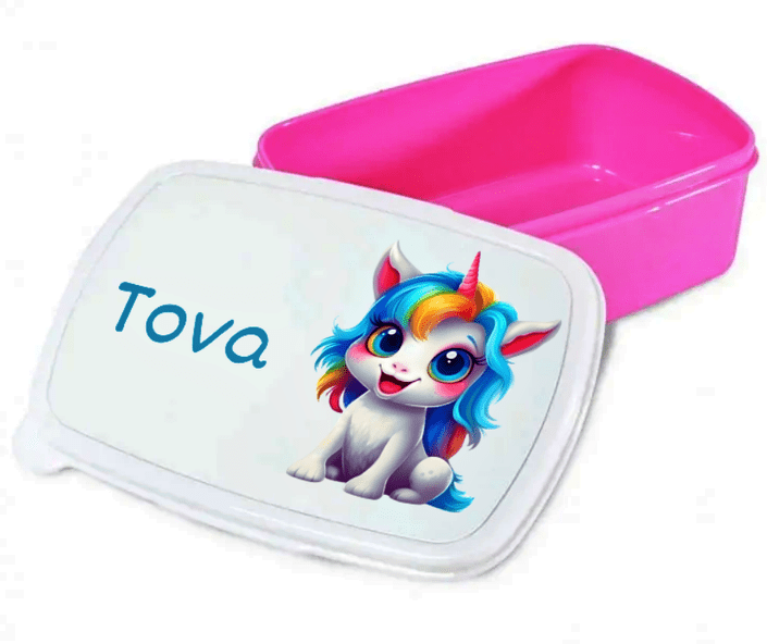 Personalisierte Brotdose für Kinder – Lunchbox – Süßes Einhorn