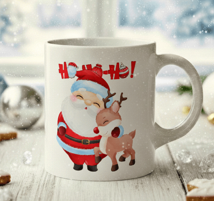 Personlig julmugg – Tomte med Rudolf – julmugg med namn