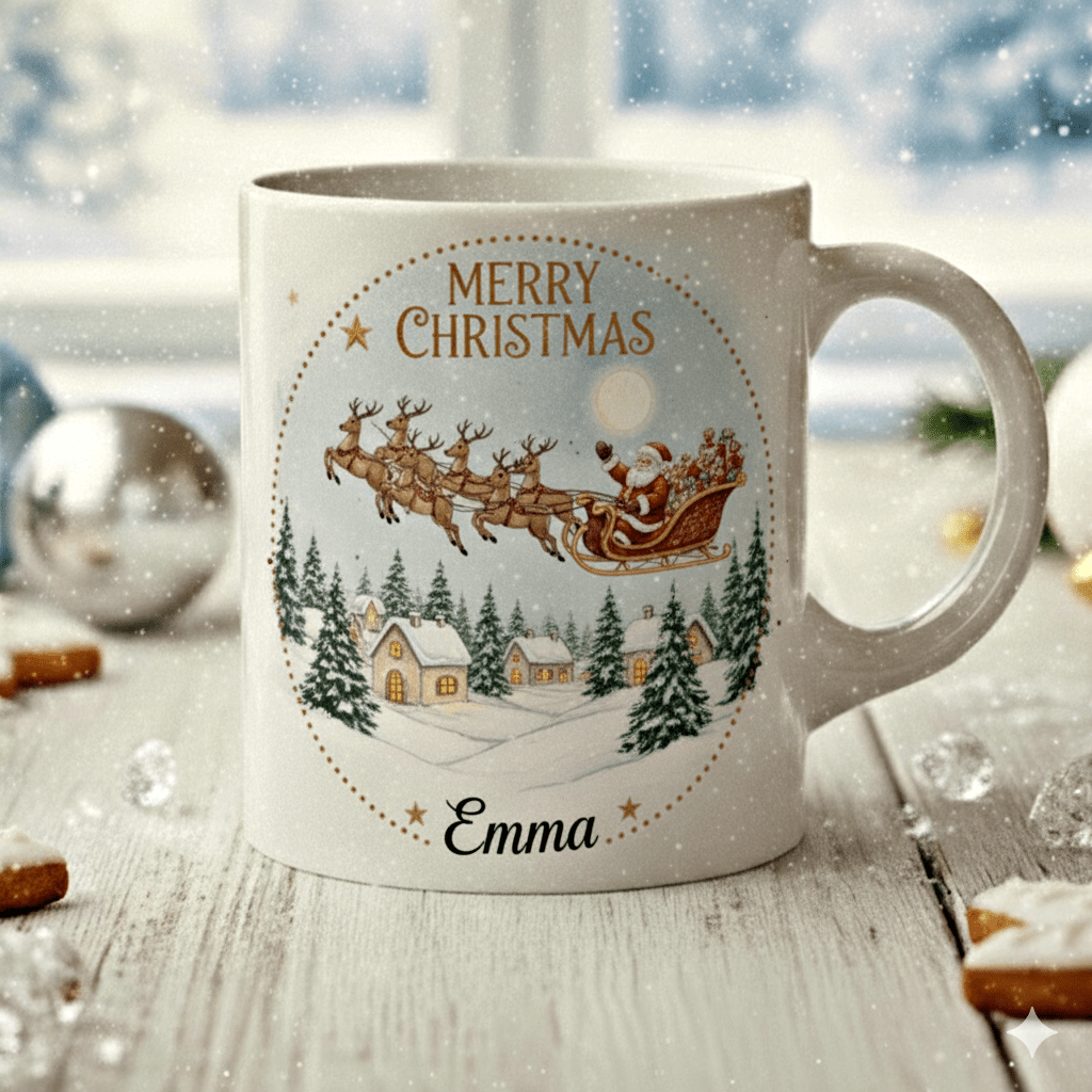 Personlig julmugg – Merry Christmas – mugg med namn