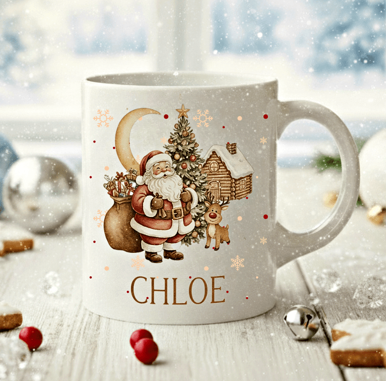 Personalisierte Weihnachtstasse – Wichtel mit Rudolph – Tasse mit Namen