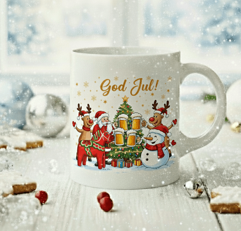 Personlig julmugg – God jul fest – mugg med namn