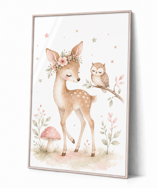 Reh Kinderposter – Aquarellbild für das Kinderzimmer