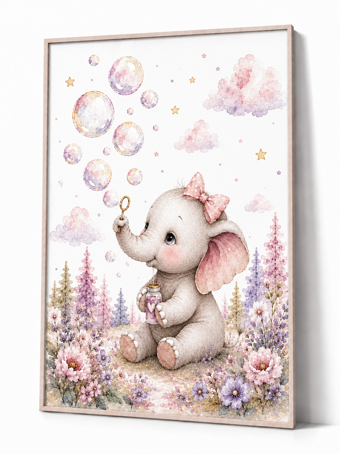 Elefant Kinderposter – Aquarellbild für das Babyzimmer