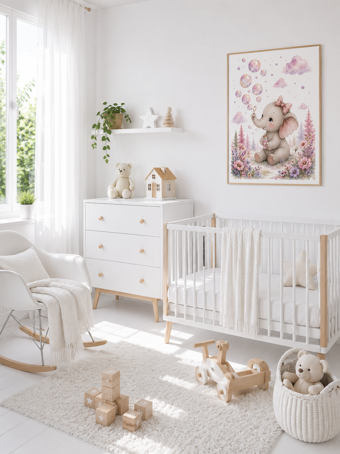 Elefant Kinderposter – Aquarell-Kinderbild fürs Babyzimmer