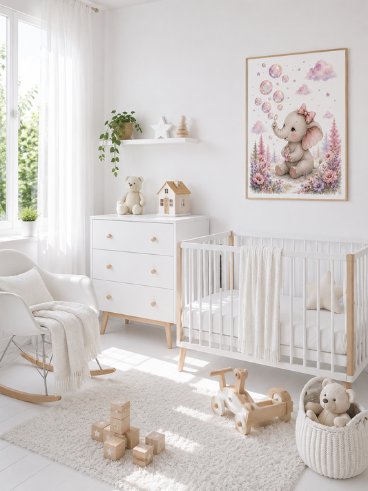 Elefant Kinderposter – Aquarell-Kinderbild fürs Babyzimmer