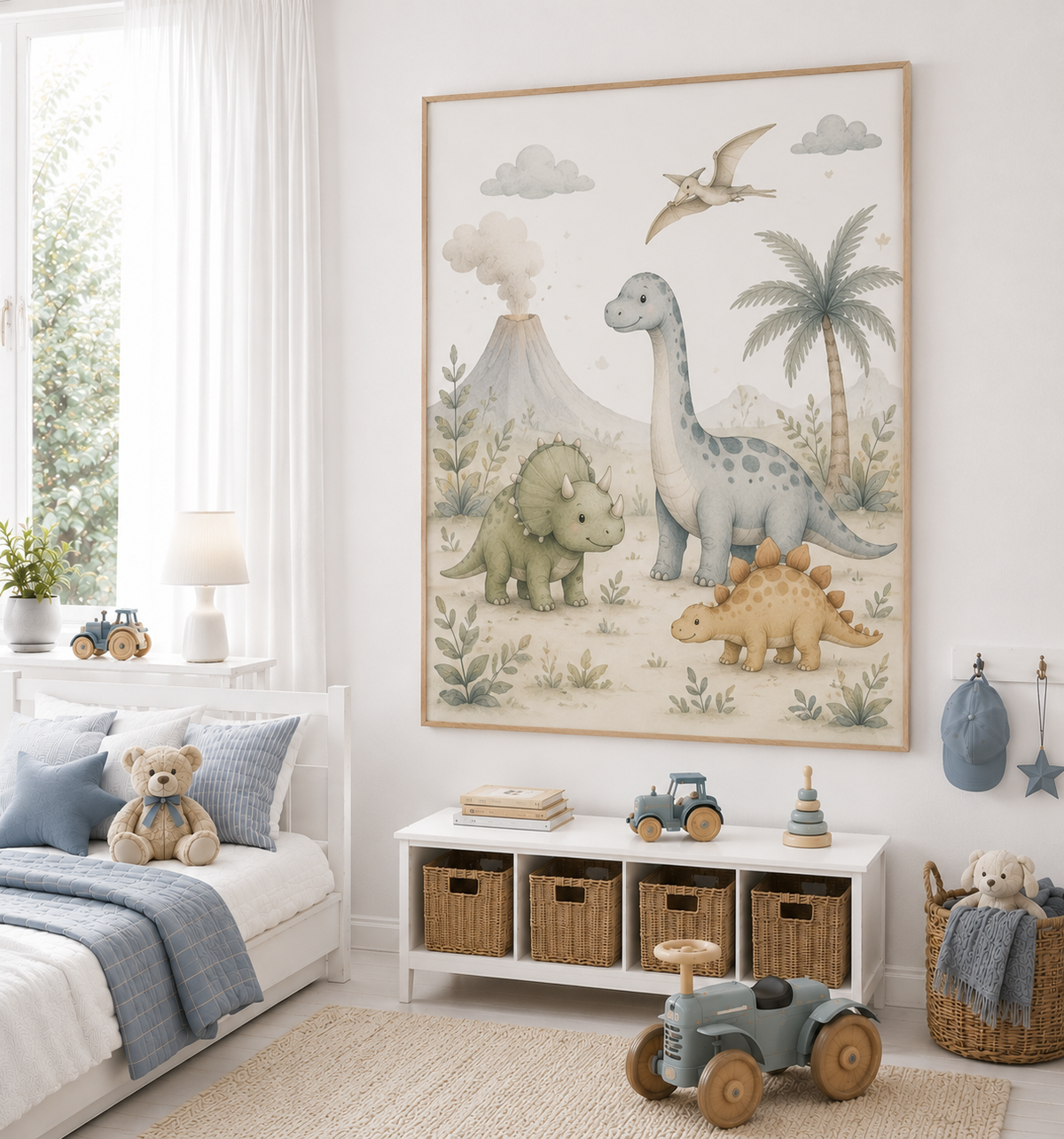 Dinosaurier Kinderposter – Aquarell-Kinderbild fürs Kinderzimmer