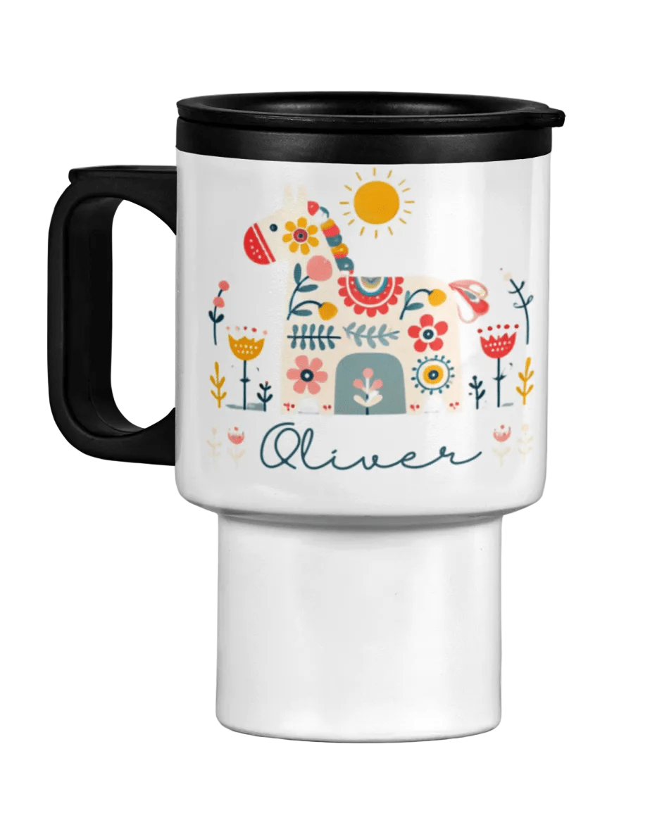 Personalisierter Thermobecher mit Dalapferd