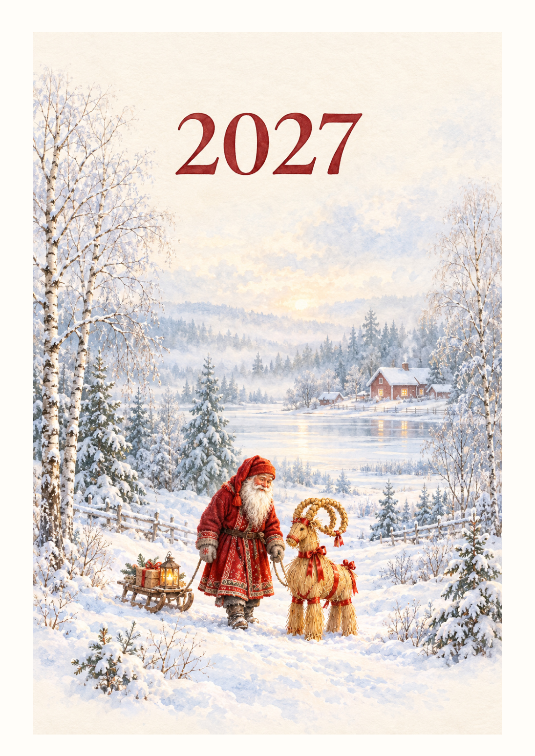 Skandinavischer Wandkalender 2027 – einzigartige Illustrationen – A3