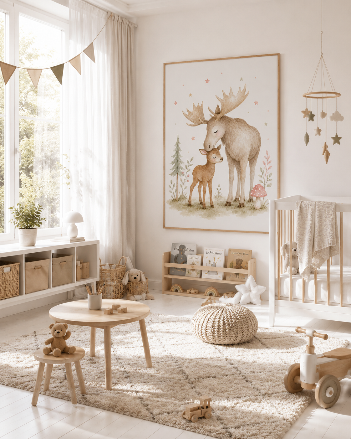Elch Kinderposter – Aquarell-Kinderbild fürs Kinderzimmer