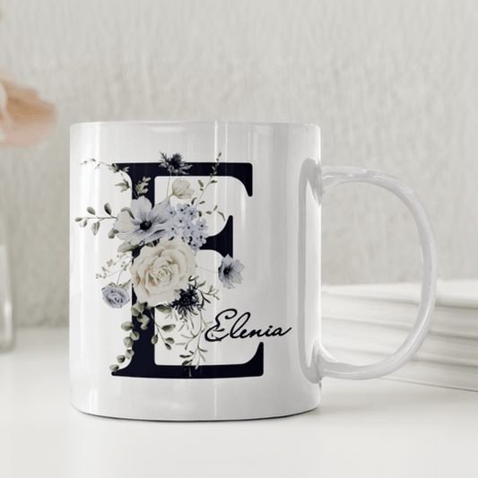 Personlig mugg – Anemon initial – mugg med namn