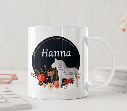 Personlig mugg – Klassisk dalahäst – mugg med namn