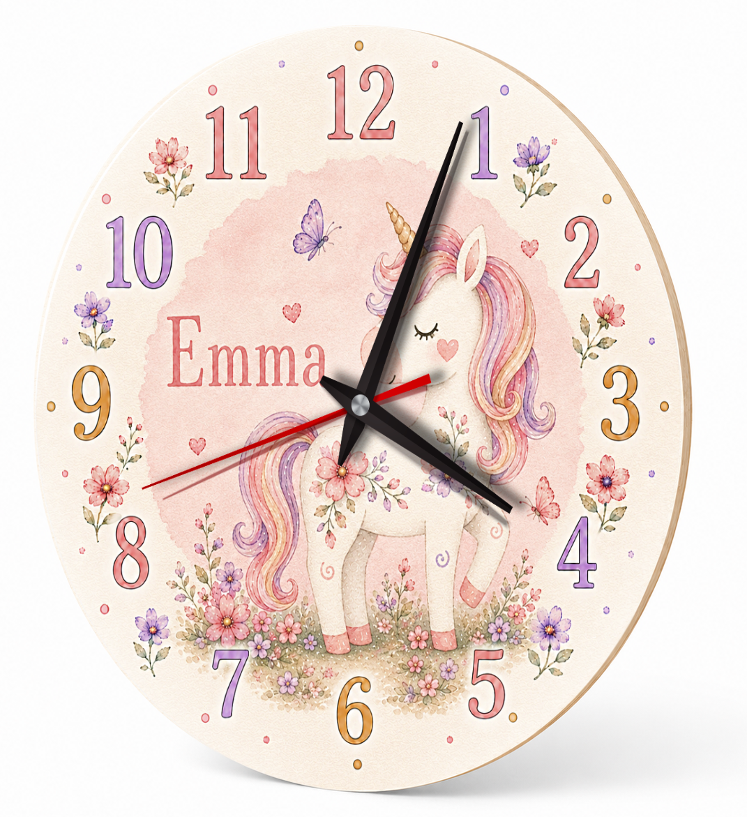 Kinderwanduhr mit Einhorn im Dala-Stil – lautlos