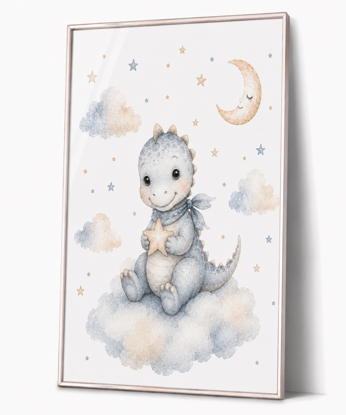 Dinosaurier Kinderposter – Aquarellbild für das Jungenzimmer