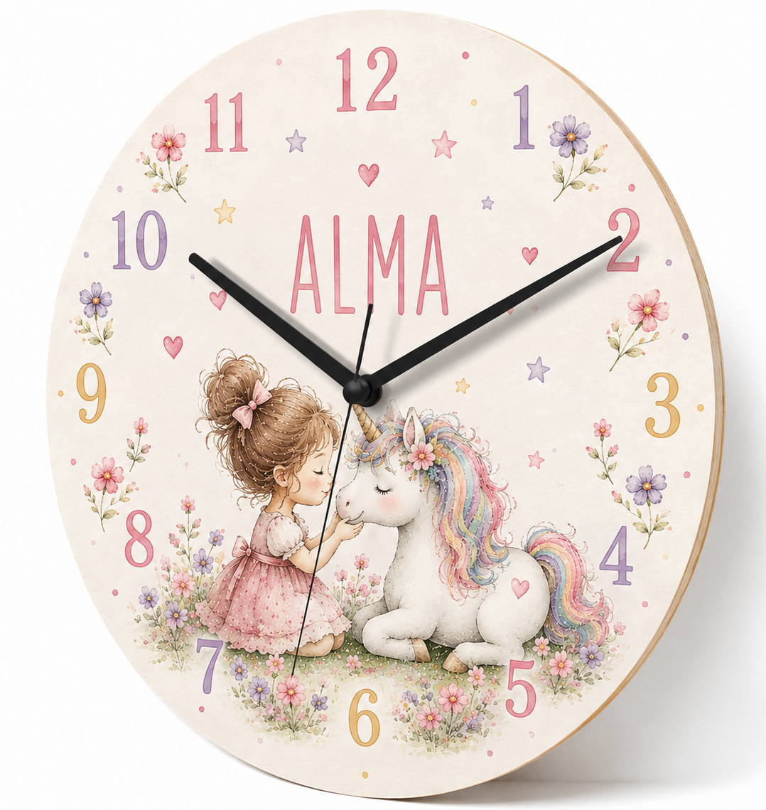 Einhorn-Wanduhr für das Kinderzimmer – lautlos
