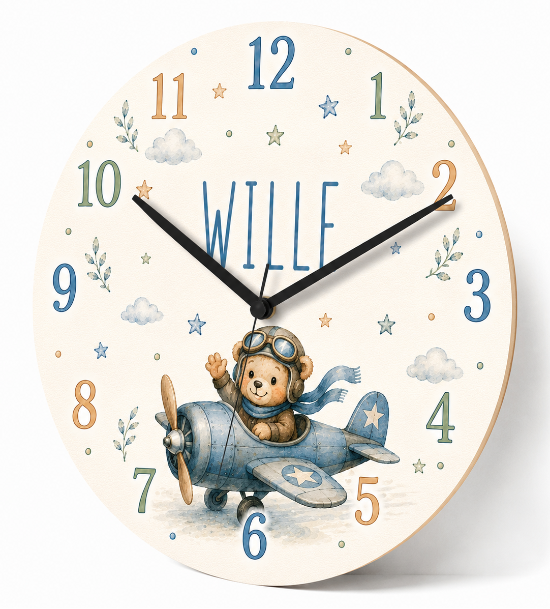 Flugzeug-Wanduhr für das Kinderzimmer – lautlos
