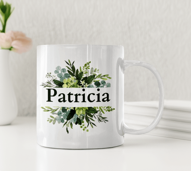 Personalisierte Tasse – Grüne Pflanzen – Tasse mit Namen