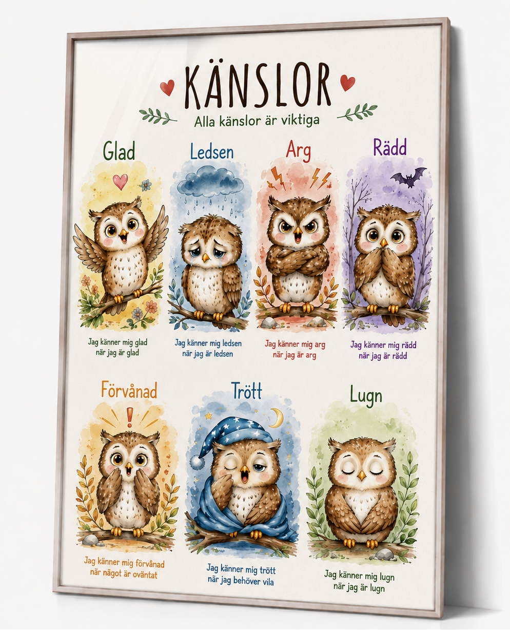 Känslor poster till barnrummet – ugglor