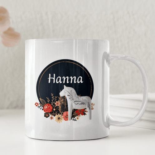 Personlig mugg – Klassisk dalahäst – mugg med namn