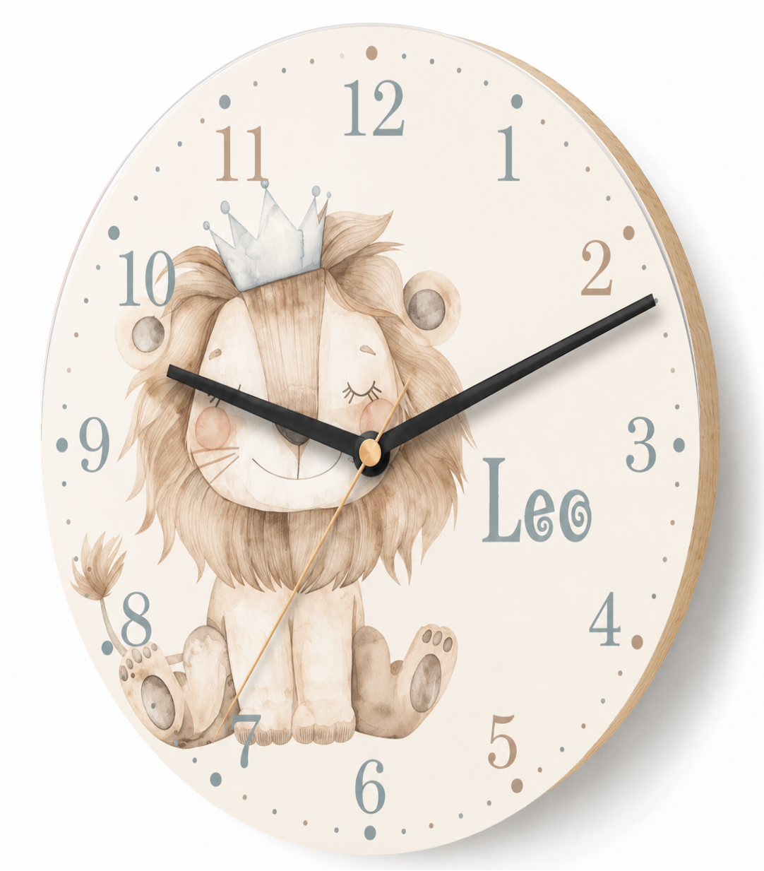 Löwen-Wanduhr für das Kinderzimmer – lautlos