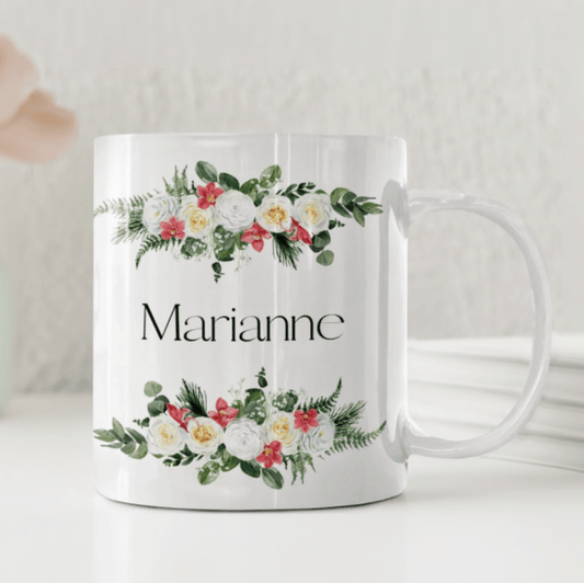 Personlig mugg – Lyxiga vårblommor – mugg med namn