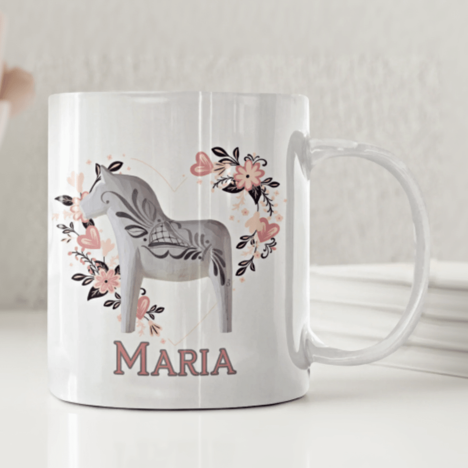 Personalisierte Tasse – Modernes Dalapferd – Tasse mit Namen
