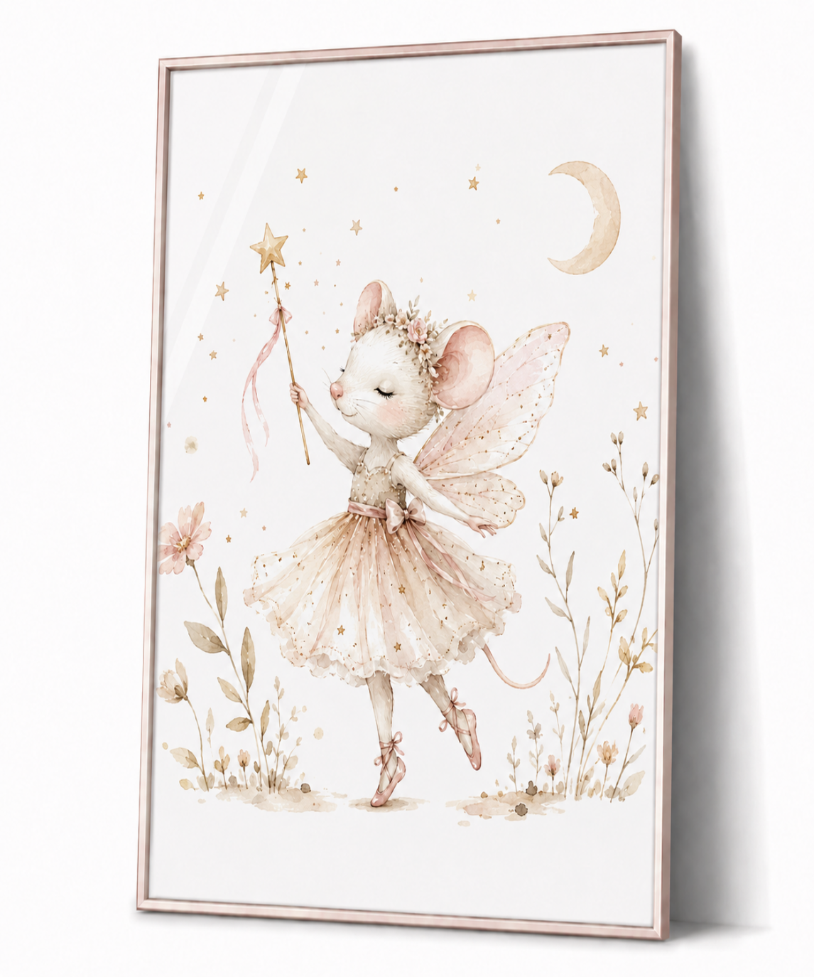 Mäusefee Kinderposter – Aquarellbild für das Mädchenzimmer