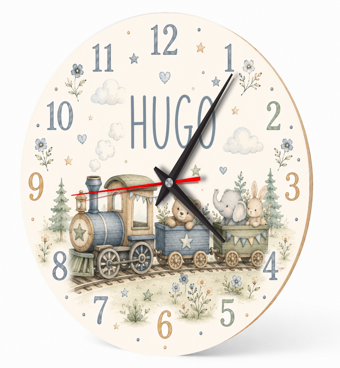 Kinderwanduhr mit Teddy – lautlos