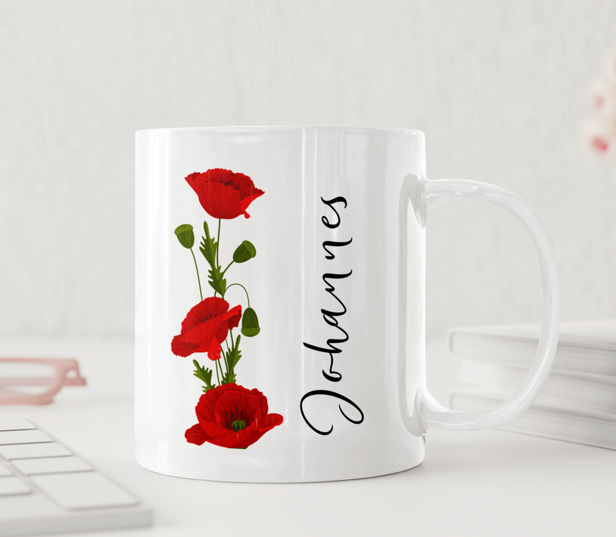 Personalisierte Tasse – Sommermohn – Tasse mit Namen
