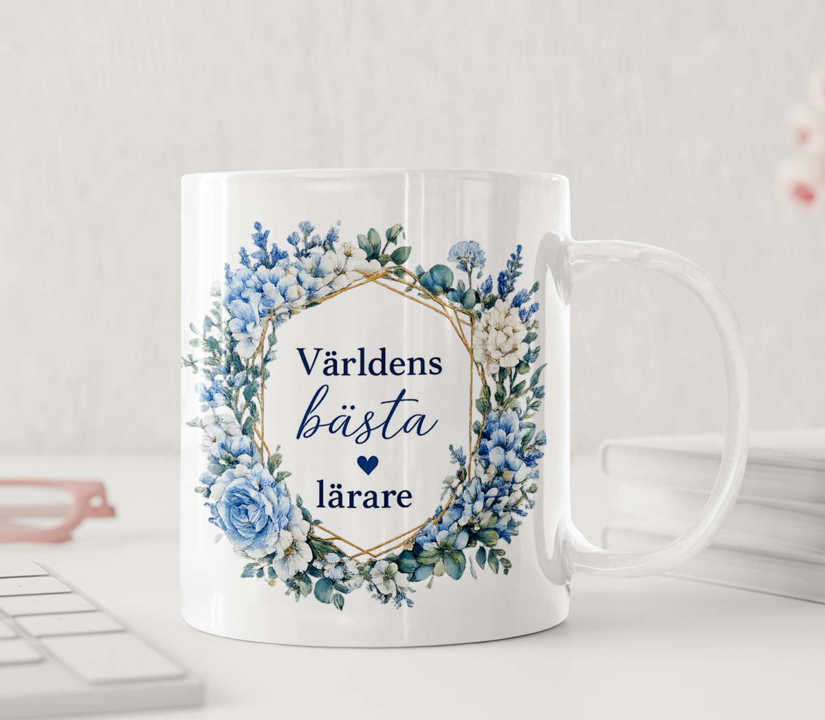 Personlig lärarmugg – Världens bästa lärare – blåklint