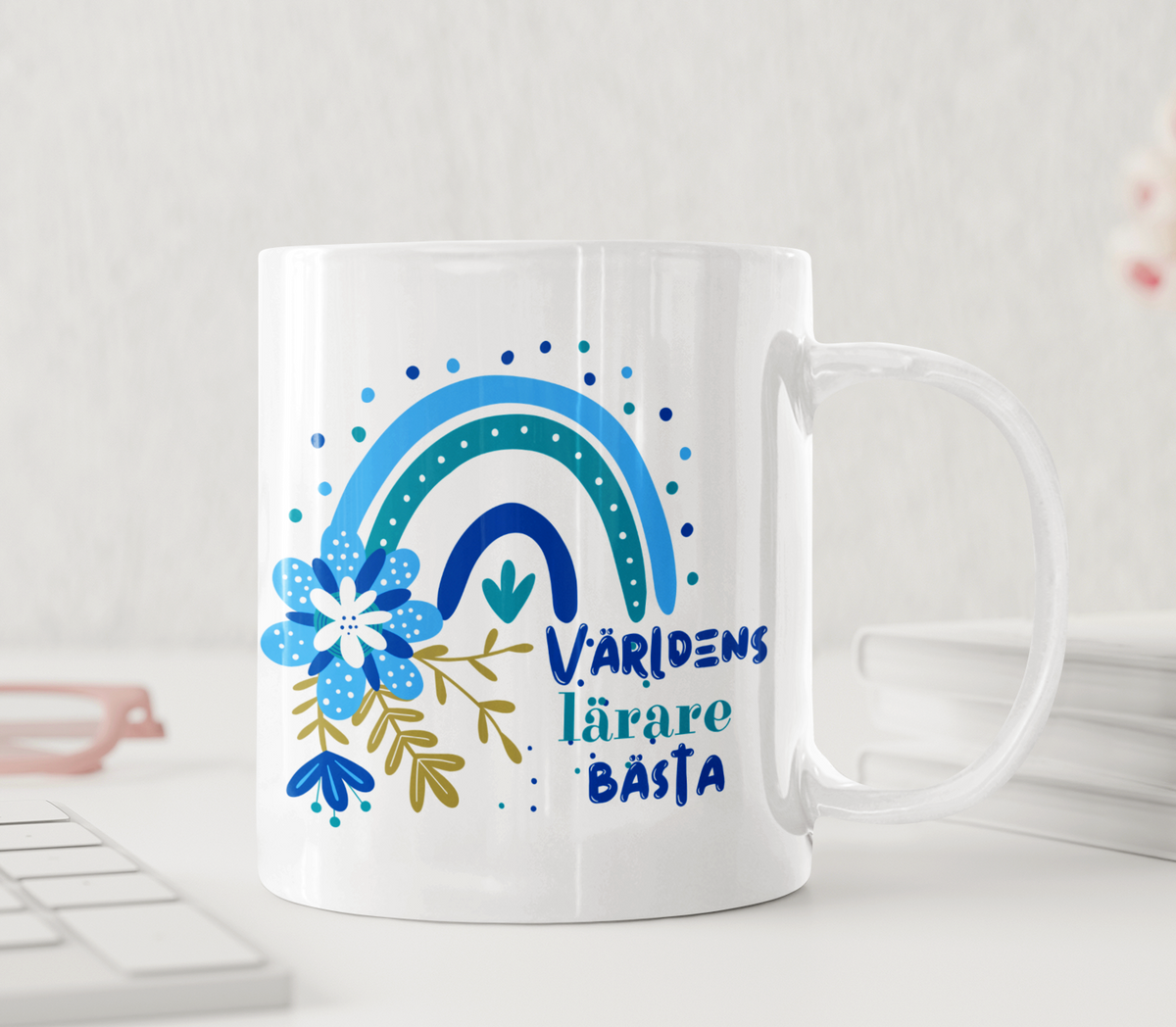 Personlig lärarmugg – Världens bästa magister – regnbågsmotiv
