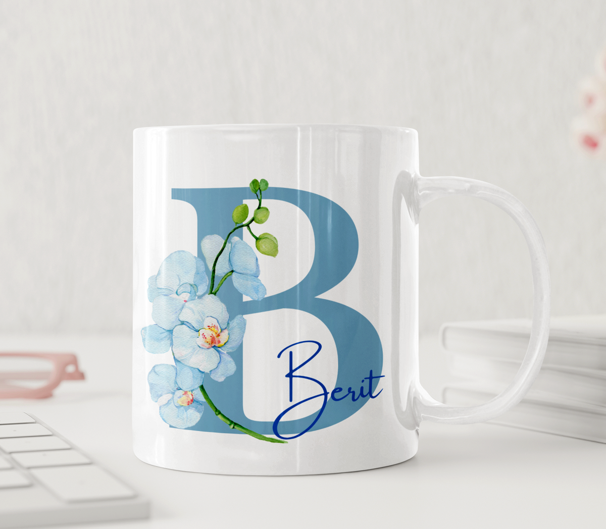 Personalisierte Tasse – Orchidee – Tasse mit Namen