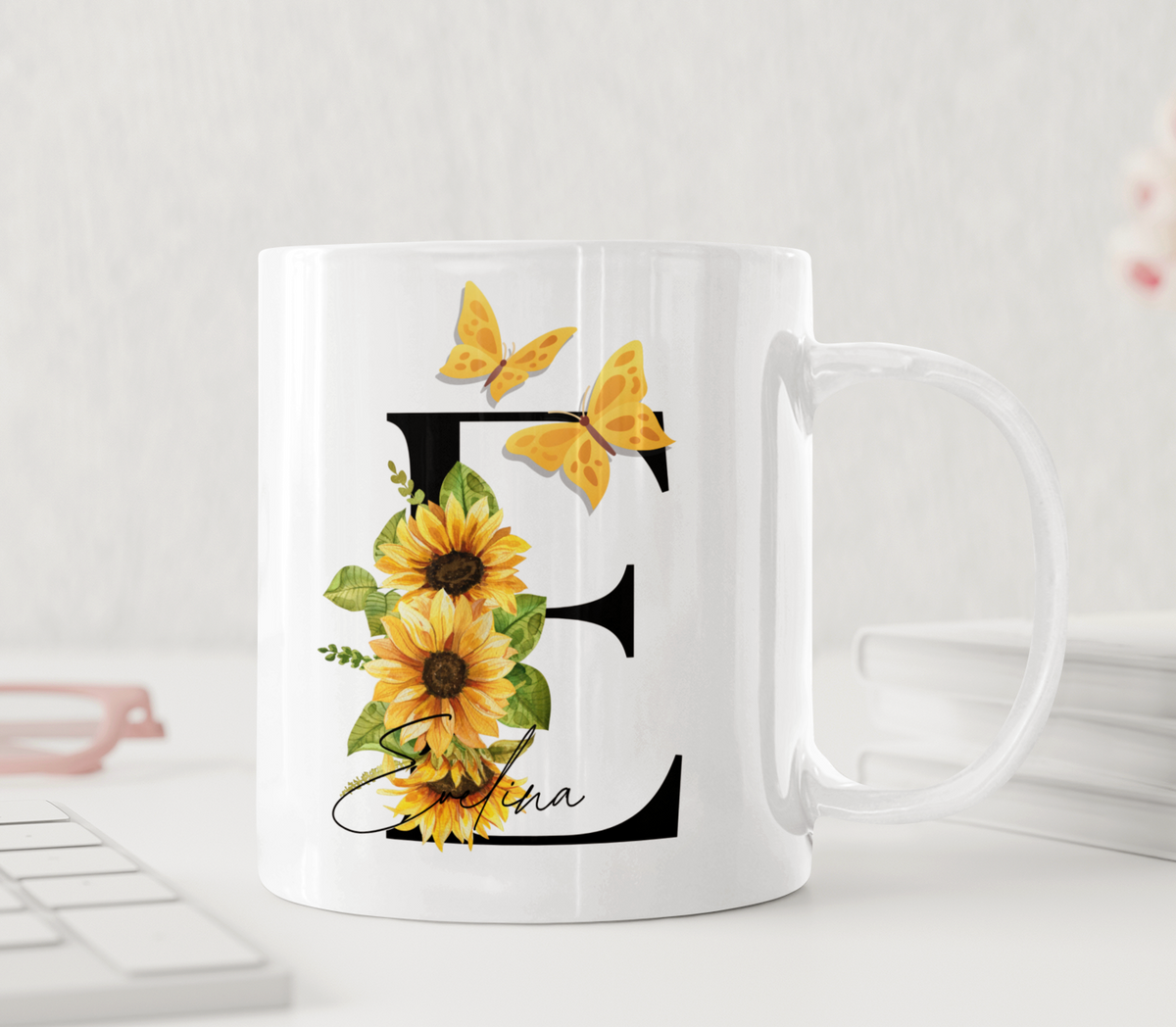 Personalisierte Tasse – Sonnenblumen – Tasse mit Namen