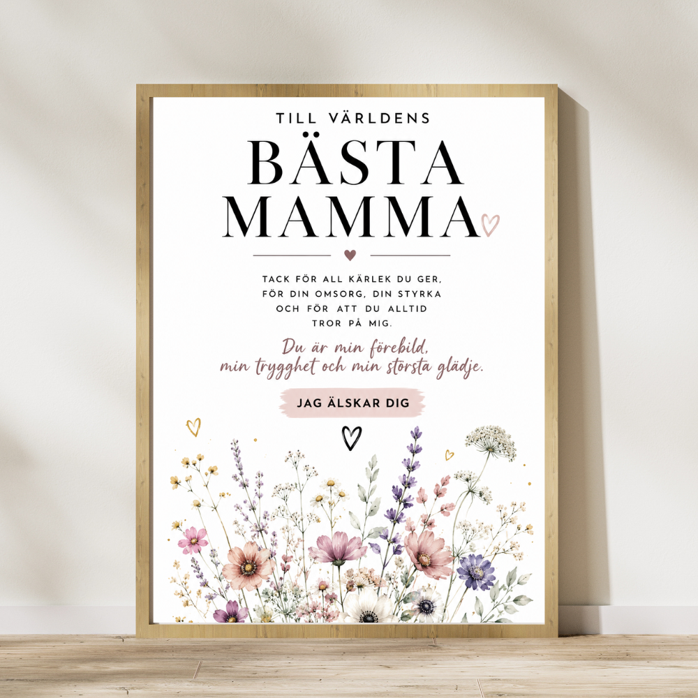 Personlig Mors dag-affisch – Ängsblommor
