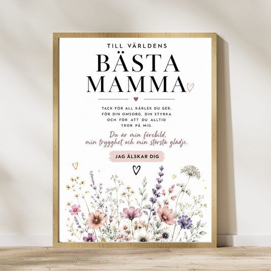 Personlig Mors dag-affisch – Ängsblommor