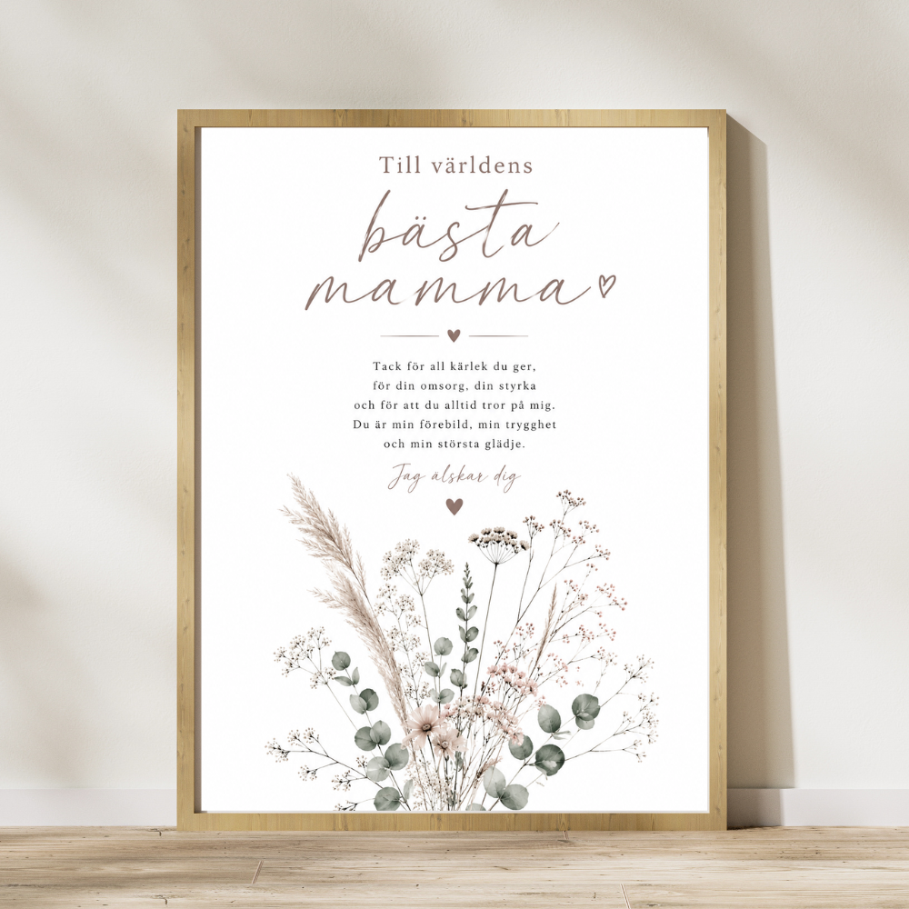 Personalisiertes Muttertagsposter – Blumenherz