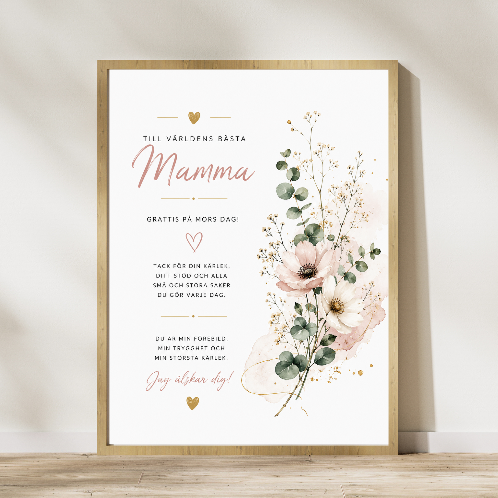 Personalisiertes Muttertagsposter – Frühlingsblumen – A4 und A3