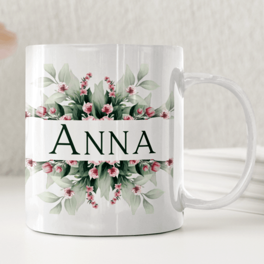 Personlig mugg – Blommor – mugg med namn
