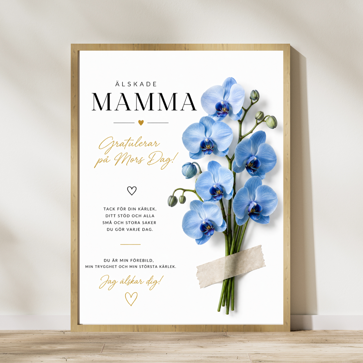 Personalisiertes Muttertagsposter – Blaue Orchidee – Bild mit Namen für Mama