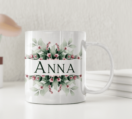 Personlig mugg – Blommor – mugg med namn