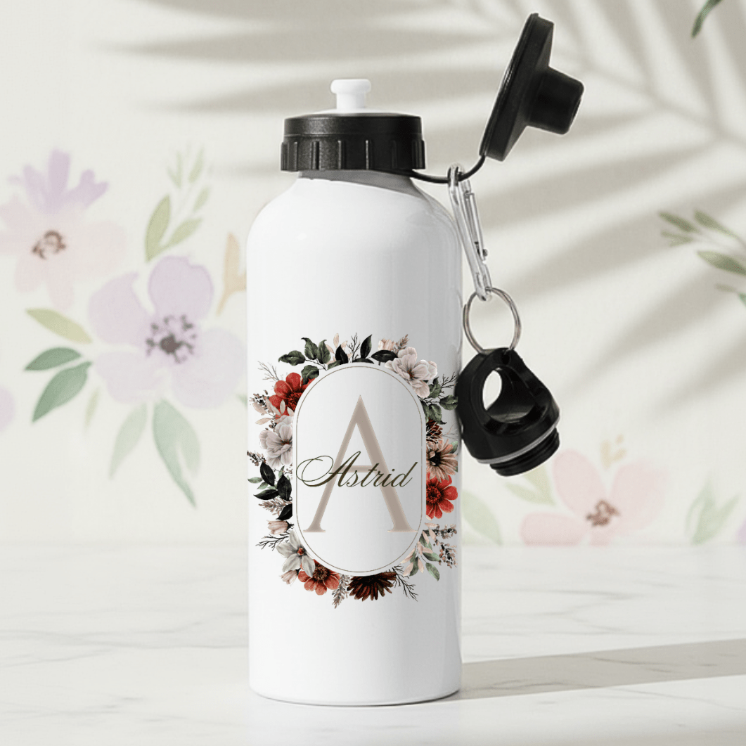 Frühlingsblumen – personalisierte Trinkflasche mit Namen